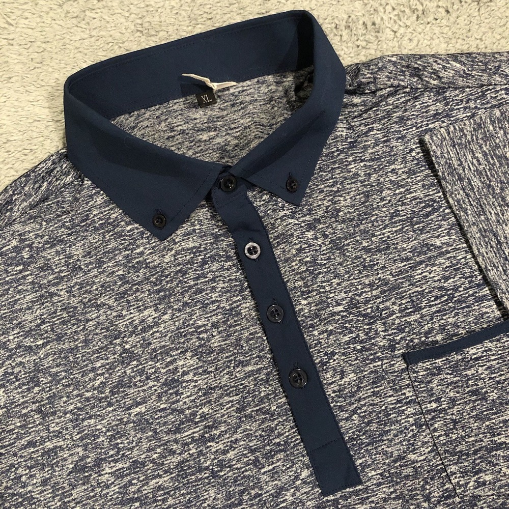 State And Liberty Heathered Blue XL Polo Shirt Performance Tech 4 Way Stretch
